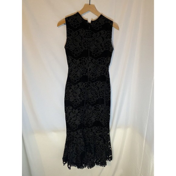 Shoshanna Midnight Velvet Lace Black Sleeveless Mermaid Dress Size 2 - Picture 2 of 3